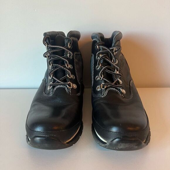 TIMBERLAND Ankle Chelsea Boots Leather Lace Up Wedge Womens Size 8.5 Black - Picture 3 of 11